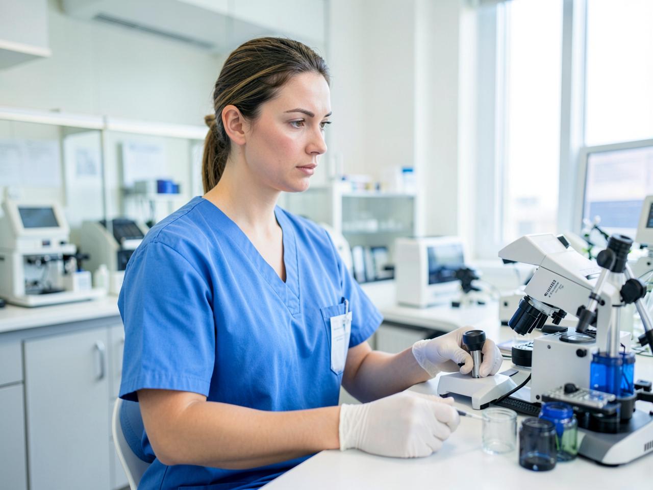 Medical professional working in a modern clinical laboratory